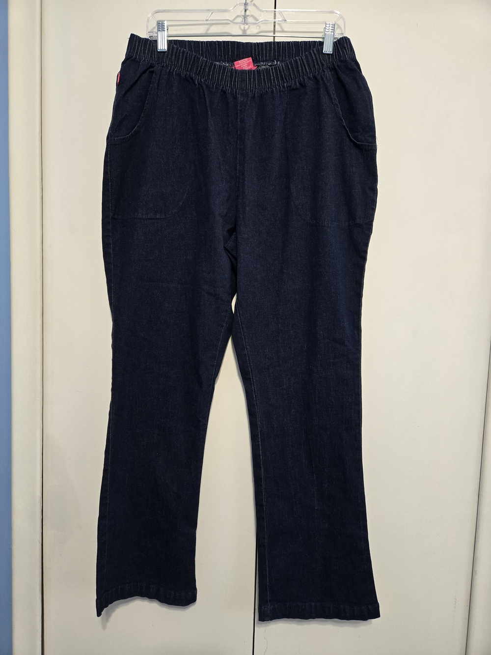 Woman‎ Within Jeans 18W Dark Wash Pull On Elastic Waist Stretch Denim Pants